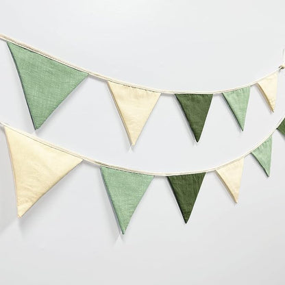 2 Sets of Sage Green Pennant Banner 24Pcs Nursery Garland Flags Olive Green - Image 4