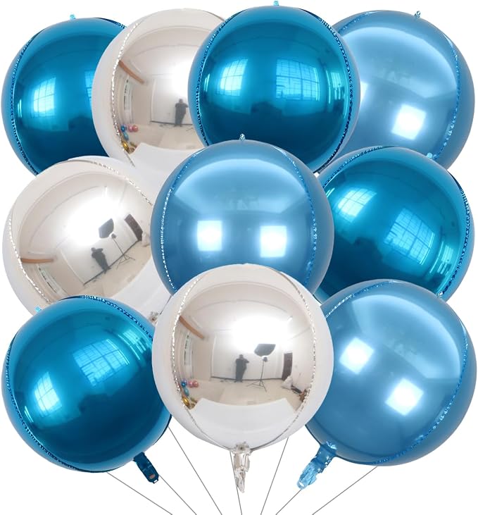 22 Inch Blue and Silver Foil Balloons by KALOR