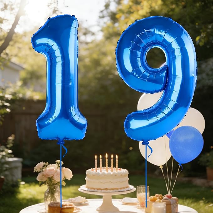 40 Inch Number 19 Balloons for 19th Birthday Party Decorations, 0-100 Dark Blue - Image 3