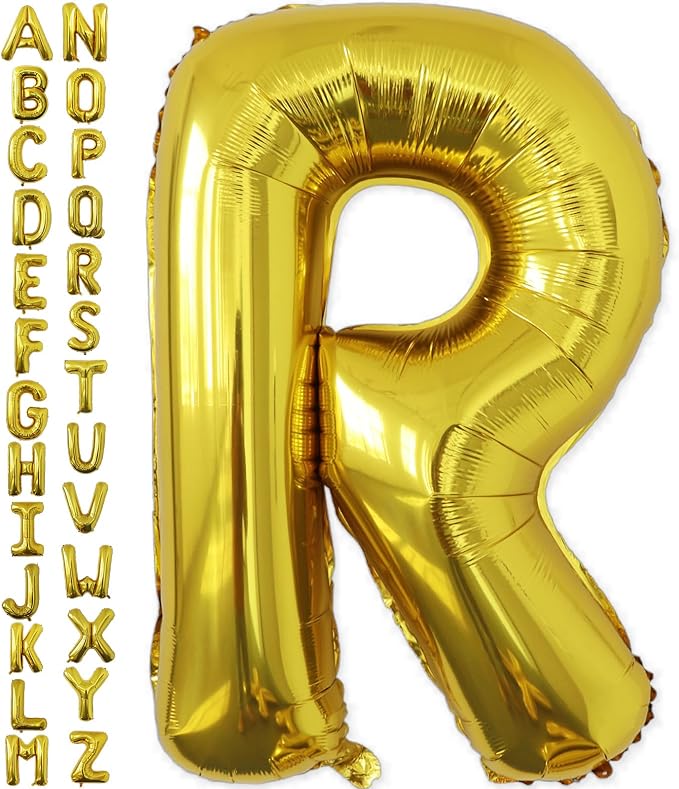 VHUWE 40 inch Gold Letter R Balloon, Big Size Alphabet Foil Mylar Helium by VHUWE