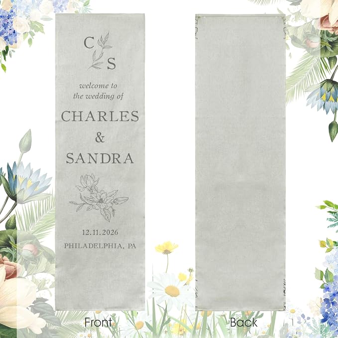Monogram Wedding Welcome Linen Tapestry Sign, Personalized Initials - Image 5