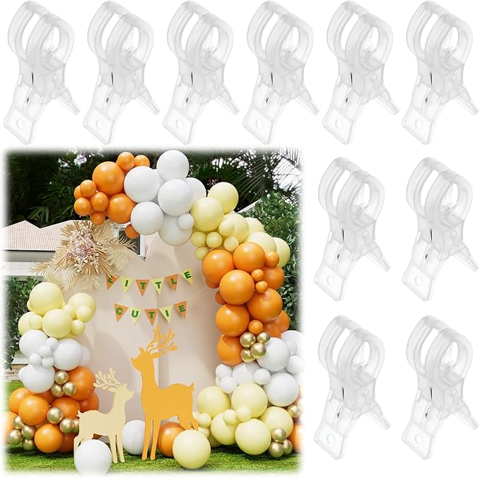 20 Pack Large Clear Balloon Arch Clips Plastic Transparent Backdrop Spring by Unknown