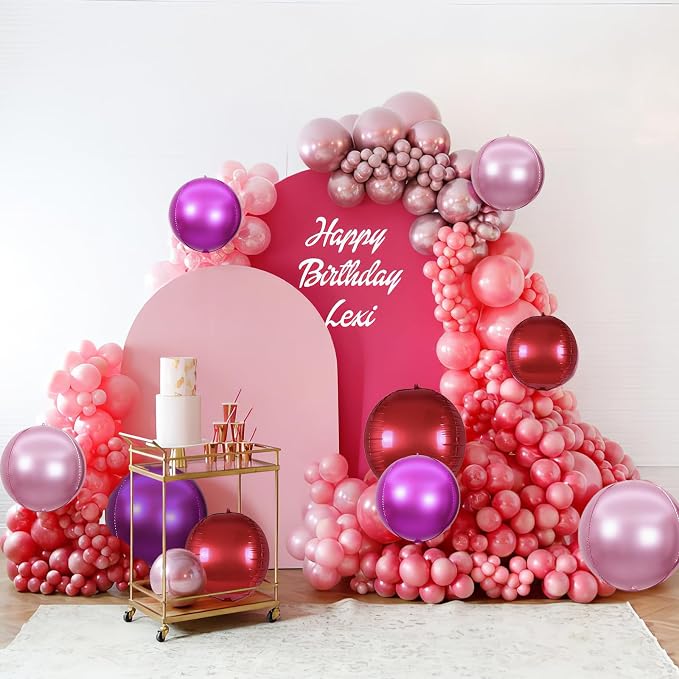 HILAVO 15PCS Red Pink Round Foil Balloons - Image 6