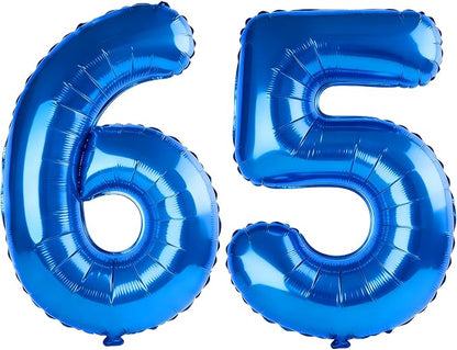 40 Inch Number 65 Balloons for 65th Birthday Party Decorations, 0-100 Dark Blue by FOBELEC
