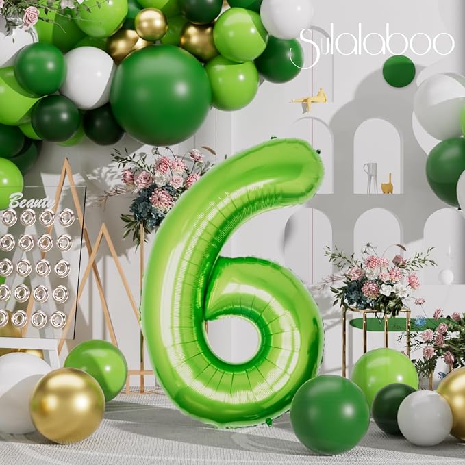 40 Inch Green Number 6 Balloon Lime Big Large Helium Number 0-9 | Giant Digital - Image 6
