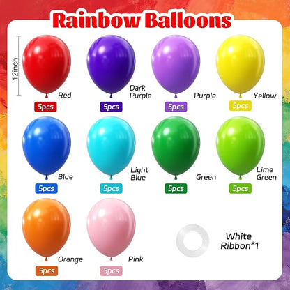 Colorful Balloons 12 inch, Latex 50pcs Party Balloons | Red Dark Purple Orange - Image 2