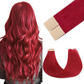 GOO GOO Tape in Hair Extensions Human Hair, Red, 12inch 20g 10pcs, Colored Tape ins Human Hair Extensions, Silky&Soft Invisible, Hair Highlighted for Party