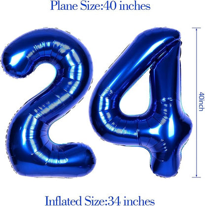 40 Inch Navy Blue Big Number 24 Balloon 0-9 Large Helium | Royal Blue Balloons - Image 6
