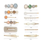 Mehayi 20 PCS Macaron Pearls and Acrylic Resin Hair Clips, Handmade Cute Hair Barrettes Bobby Pins, Glitter Crystal Geometric Hairpin, Elegant Gold Hair Accessories, Gifts for Women Girls…