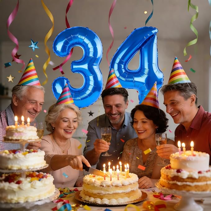 40 Inch Number 34 Balloons for 34th Birthday Party Decorations, 0-100 Dark Blue - Image 2