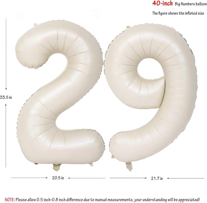 40 In Cream white Number Balloons Helium Foil Mylar Balloon Digital 29 | - Image 2