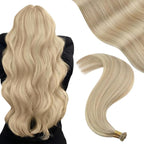 YoungSee I Tip Hair Extensions Human Hair Blonde I Tip Extensions Ash Blonde Highlight Bleach Blond Itip Human Hair Extension 14 Inch 80s 50g I-Tips Extension Remy Human Hair