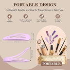 Lavender Purple Snap Hair Clips by FLAREANN – 36 PCS 2 Inch Non-Slip Metal Barrettes for Girls & Women in Glitter, Shimmer & Glossy Finishes – Cute Purple Hair Accessories for Parties & Outings