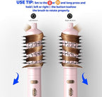 4 in 1 Rotating Hair Dryer Brush Spinning with Detachable Brush(2" & 1.5"),Negative Ionic Brush Blow Dryer 100-120V,3 Heats and 2 Speeds Rotating Hot Air Brush for Curling,Straight,Drying