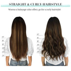 DOORES Clip in Hair Extensions, Ombre Medium Brown Highlighted Golden Blonde 24 Inch 7pcs 120g, Remy Hair Extensions Clip in Human Hair Extensions Natural Hair Extensions Thick Silky Straight