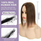 3x5 Inch Injected Silk Base Hair Toppers for Women, 12 Inch Length 130% Density Real Human Hair Pieces #2A Brown