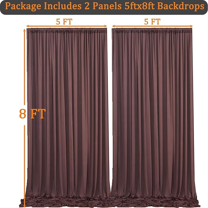 10x8 ft Wrinkle Free Brown Backdrop Curtain - Image 6