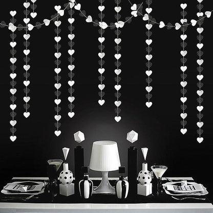 Black White-Silver Party-Decoration Heart Garland - 52ft 21st Men Birthday New - Image 4