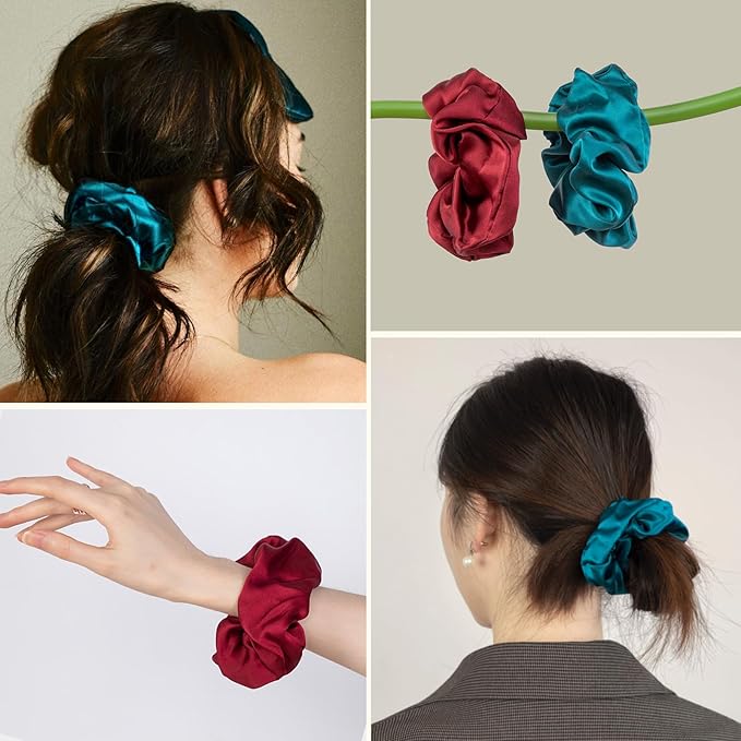 LILYSILK Silk Hair Scrunchies/Ties for Frizz & Breakage Prevention, 100% Mulberry, No Damage, Elastic ponytail Holders, 1Pc, Adriatic Blue