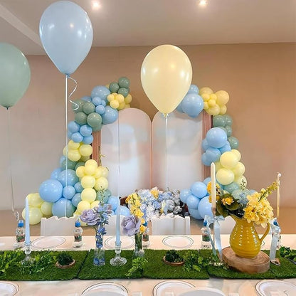 Sage Green Dusty Blue Yellow Balloon, 12 Inch Fog Slate Blue Balloons - Image 4