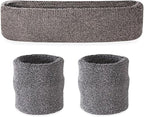 Suddora Sweatbands Set, Moisture Wicking 2 Wristbands and 1 Headband, Breathable Terry Cloth Athletic Bands for Basketball, Tennis, Yoga, Gym, Sweat Bands for Costumes and Cosplay