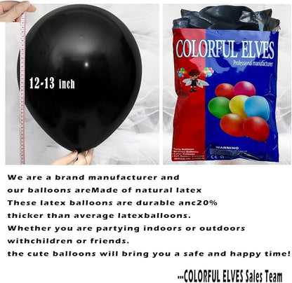 Black 12 Inch 100 Pcs Latex Balloons Helium Thicken Balloons Party Decorations - Image 2