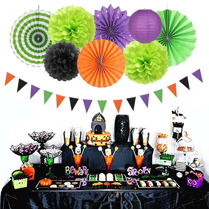 Black Purple Orange-Green Halloween Party-Decorations - Image 5