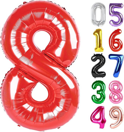 Red Number 8 Balloon 40 Inch, 8th Birthday Party Decorations Men Women | Foil by IWERP