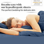 Luxury Bamboo Market | Queen Envelope Pillowcase Set | 100% Viscose Made from Bamboo | Organically Grown | Ultra Soft | Cooling | 2pcs [Midnight Blue]