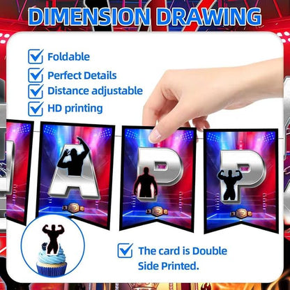 42Pack Wrestling Party decoration pack include Banner, Honeycomb Centerpieces - Image 4