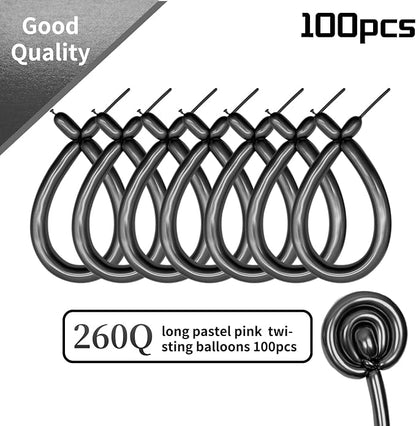 260 Metallic Black Long Balloons - Image 2