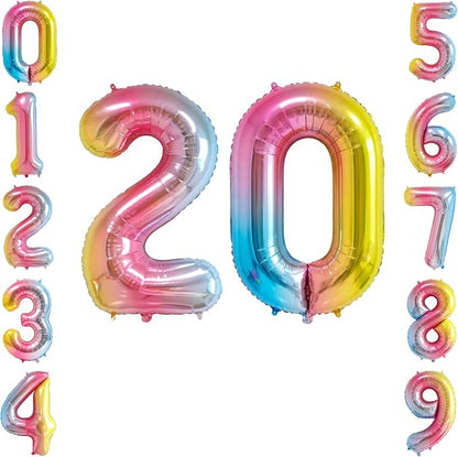 40 Inch Rainbow Foil Number 20 Balloon by TNCDJKPA