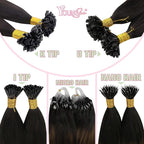 YoungSee K Tip Hair Extensions Human Hair Balayage Keratin Hair Extensions K Tip Ombre Dark Brown to Brown with Blonde Silky 18In 1g/s 50g