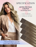DOORES Invisi Edge Tape in Hair Extensions Human Hair, Ash Brown to Platinum Blonde 10 Injection Tape-ins with 10 Injection Tape-ins 50g 20 Inch, Virgin Tape in Extensions