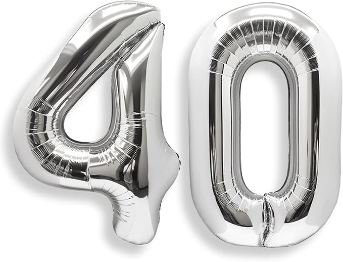AULE 40 Inch Silver 40 Balloon Number Foil 0-9 Birthday Big Numbers | Birthday by AULE