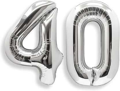 AULE 40 Inch Silver 40 Balloon Number Foil 0-9 Birthday Big Numbers | Birthday by AULE