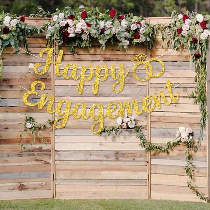 BEISHIDA Glitter Happy Engagement Banner-No DIY, Engagement Party Decorations - Image 6