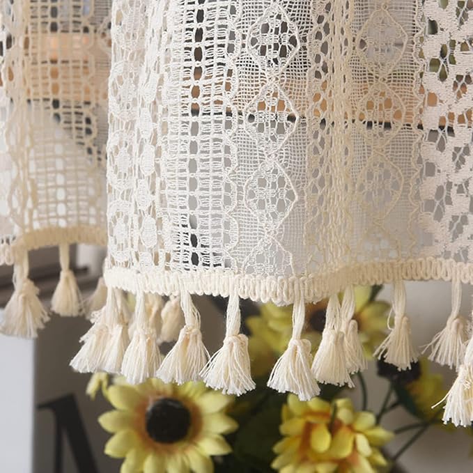 Sutuo Home Beige Boho Lace Short Curtain - Image 6