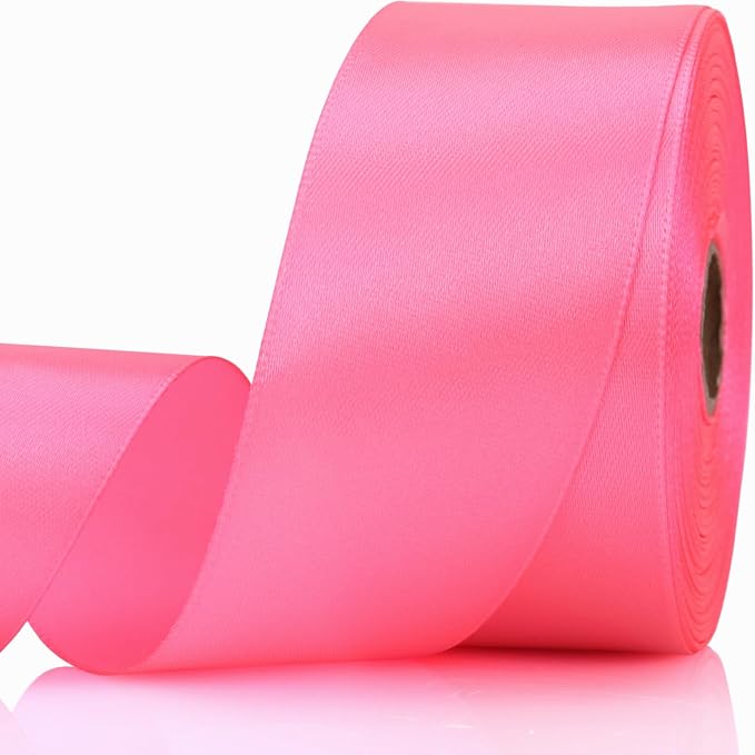 1-1/2 Inch 30 Yards Pink Solid Satin Ribbon by Unknown