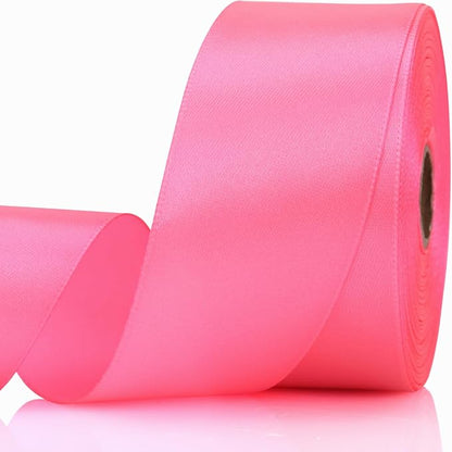 1-1/2 Inch 30 Yards Pink Solid Satin Ribbon by Unknown