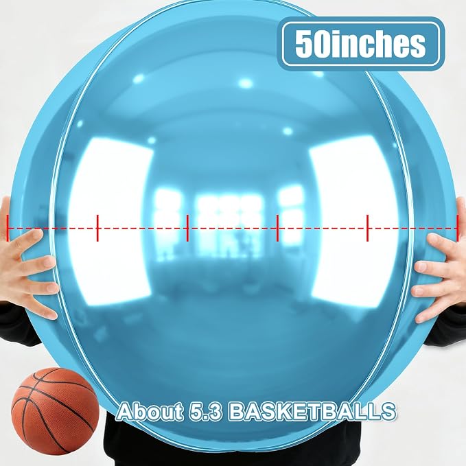 50 Inch Giant Light Blue Round Foil Balloons - Image 2