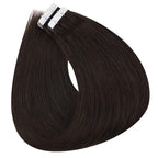 Full Shine Tape in Hair Extensions Human Hair Color Dark Brown Tape Hair Extensions Real Human Hair 14Inch Skin Weft Tape in Extensions 20pcs 50Gram Silky Straight Hair Extensions Tape in