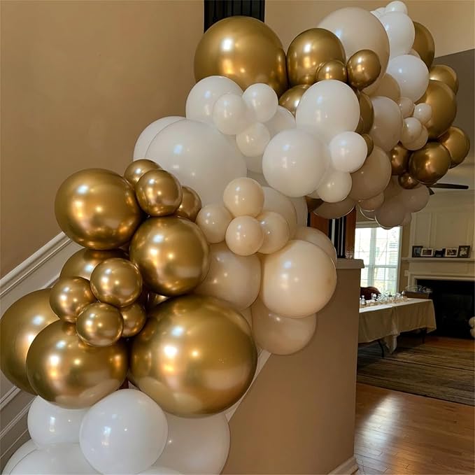 Beige and Champagne Gold Balloon Set - Image 6