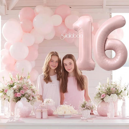 40 Inch Light Pink Number 16 Balloon 0-9 16th Foil Big Giant | Digital - Image 3