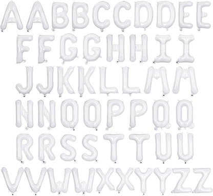 52 Pcs White Letter Balloons, 16 Inch Foil Alphabet Letter Balloons, Letter A-Z by YOTHORN