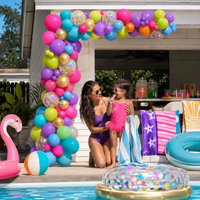 Multicolor Summer Balloon Arch Kit, Colorful Neon Balloons - Image 5