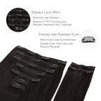 WENNALIFE Clip in Hair Extensions, 150g 22 Inch 9pcs Natural Black Human Hair Extensions Thicker Clip in Hair Extensions Real Human Hair Clip Set Double Weft