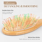 Bsisme Hair Brush with Boar Bristle & Nylon Pins for Women Men Kids, Detangling Hairbrush for Thick Thin Curly Straight Wet or Dry Hair Smoothing Massaging Enhance Shine & Health