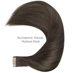 WENNALIFE Tape in Hair Extensions Human Hair, 20pcs 50g 14 inch Cool Dark Brown Remy Hair Extensions Straight Human Hair Tape in Extensions Skin Weft Tape Extensions
