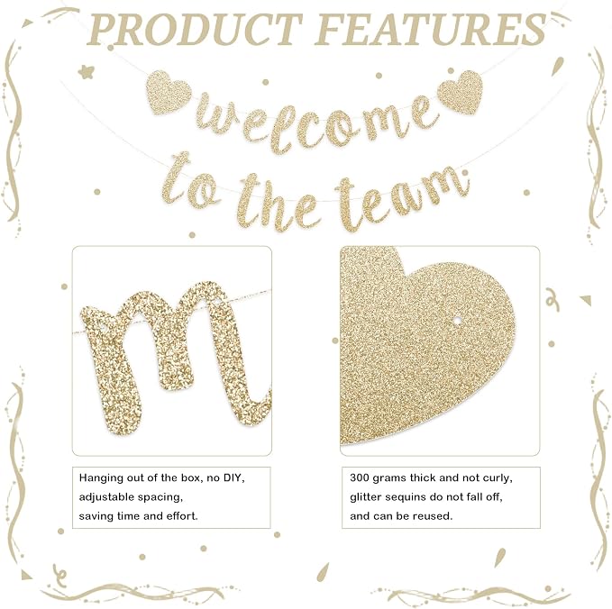 Welcome to the Team Banner Pre-Strung No DIY, Glitter New Employee Welcome - Image 3